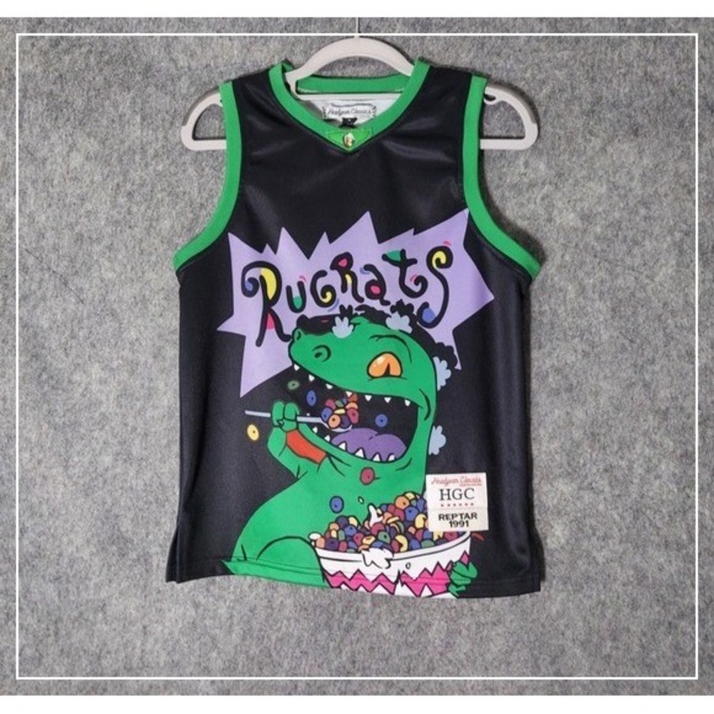Rugrats‎ Jersey Kid M Nickelodeon Basketball Headgear Classics Reptar Embroidery